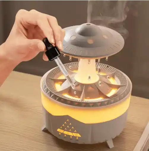 Mushroom Air Humidifier – 7-Color LED, Aromatherapy & Rain Cloud Design