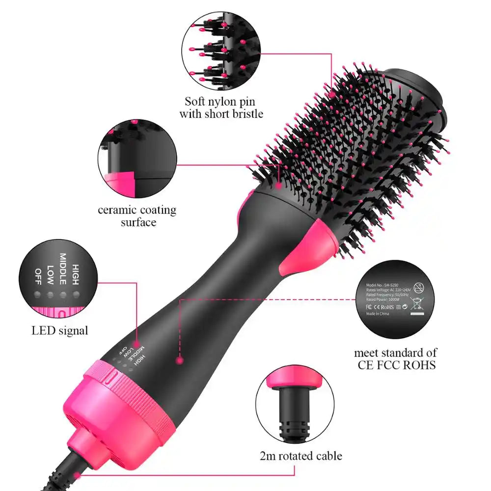 One Step Hot Air Brush – All-in-One Hair Dryer, Straightener, Curler & Volumizer