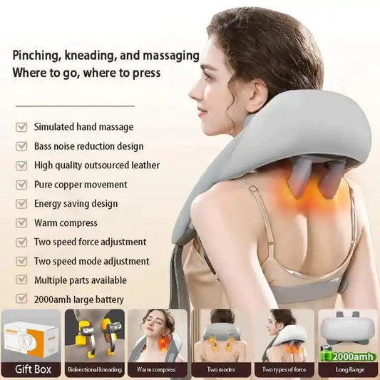 3D Kneading Massage Pillow for Neck, Back, and Muscle Pain Relief