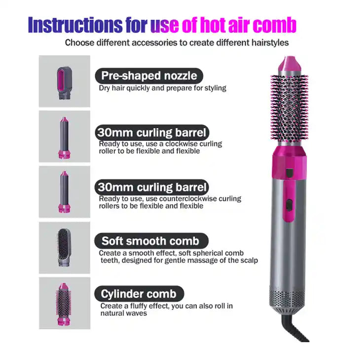 Hot Air Brush (5-in-1) – Ceramic Air Wrap Styler