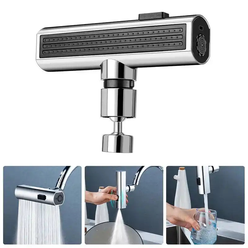 Multifunctional Kitchen Faucet with Rotating Bubbler and Waterfall Nozzle