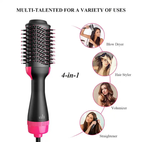 One Step Hot Air Brush – All-in-One Hair Dryer, Straightener, Curler & Volumizer