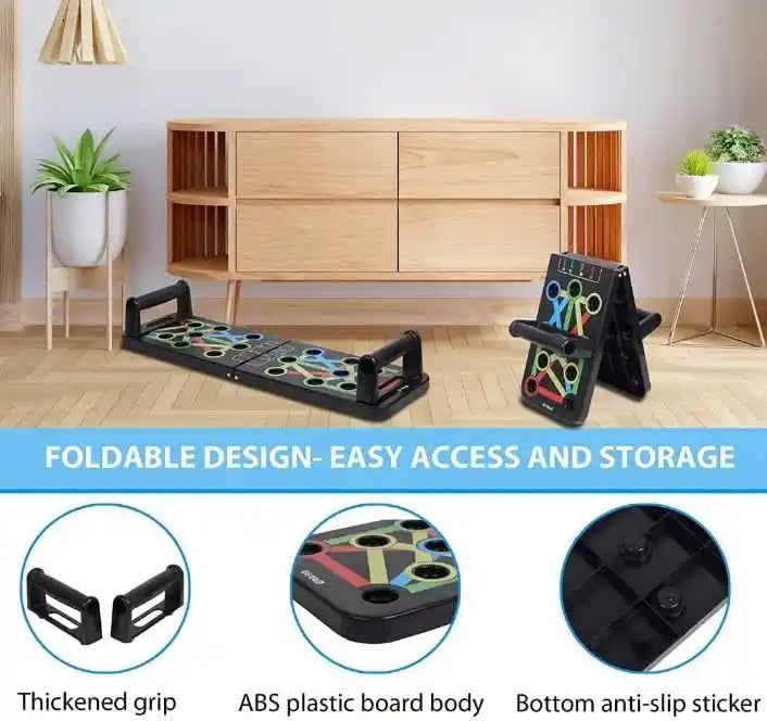 Push-Up Board – Non-Slip, Foldable, Color-Coded Muscle Targeting System
