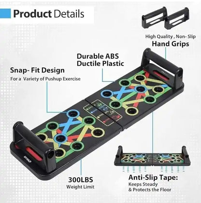 Push-Up Board – Non-Slip, Foldable, Color-Coded Muscle Targeting System