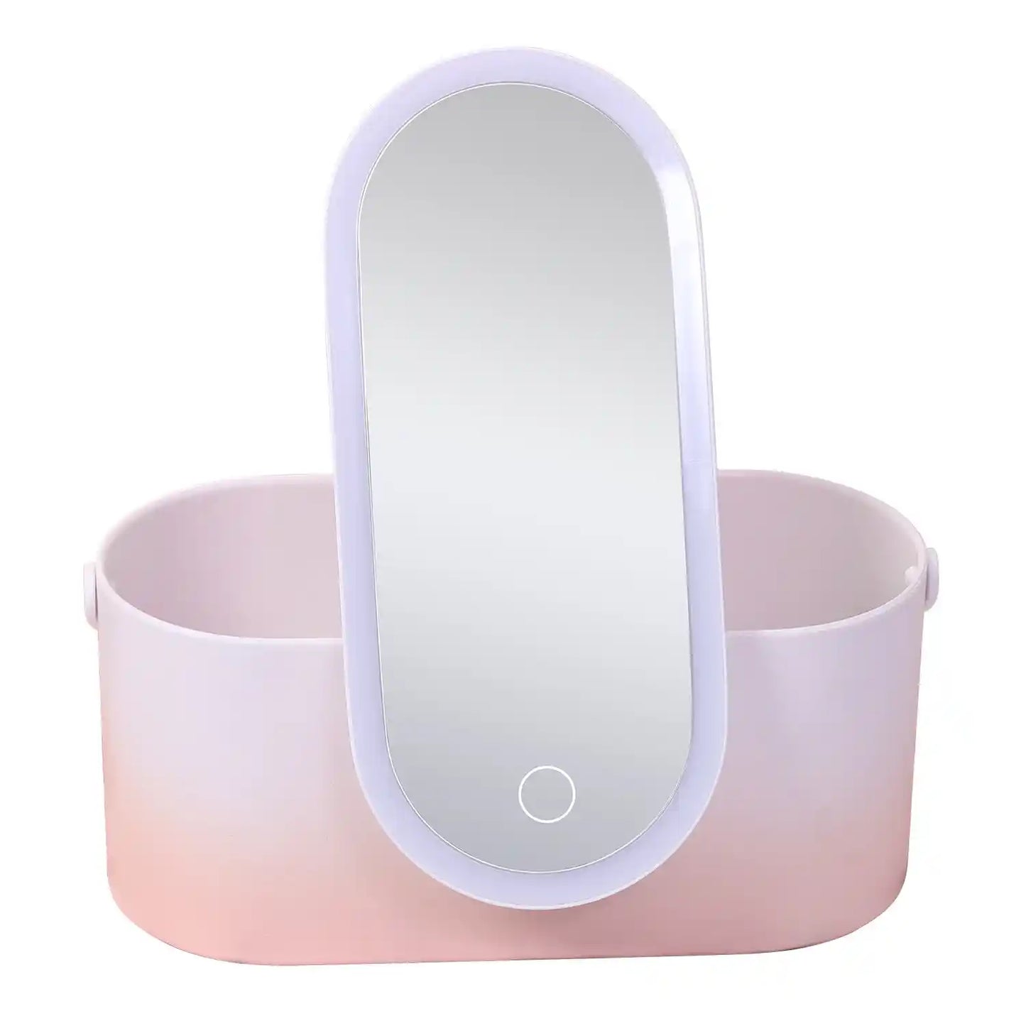 Portable LED Makeup Mirror Storage Box | Travel Organizer with Lighted Vanity Mirror