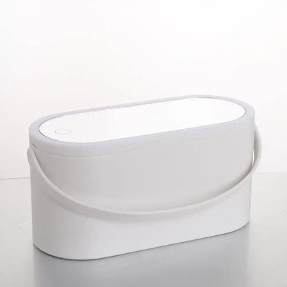 Portable LED Makeup Mirror Storage Box | Travel Organizer with Lighted Vanity Mirror